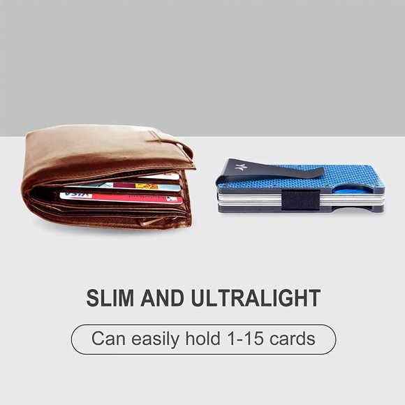 Carbon Fiber Wallet | RFID Blocking Aluminum Metal Wallet Money Clip - Picture 3 of 6